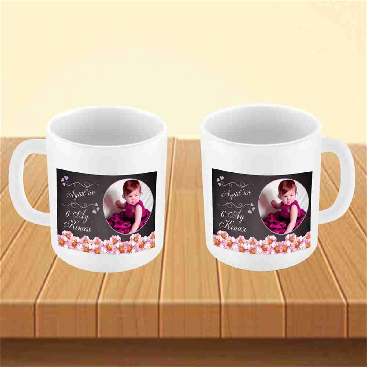 6 Ay Kınası Karatahta Kişiye Özel Kupa Mug Bardak 