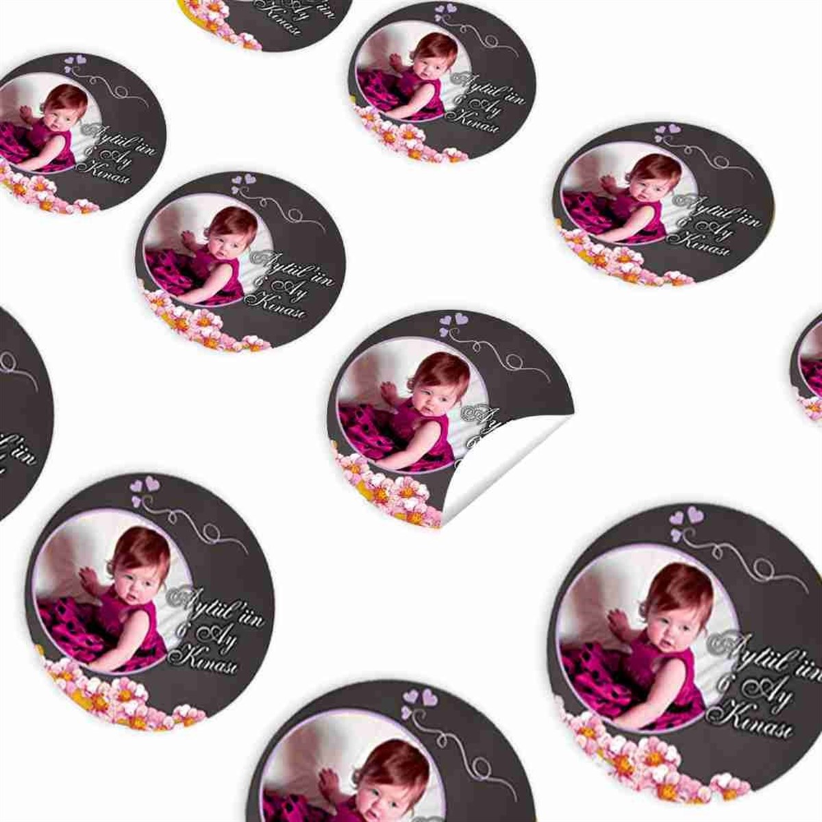 6 Ay Kınası Karatahta Kişiye Özel Sticker 30 Adet 