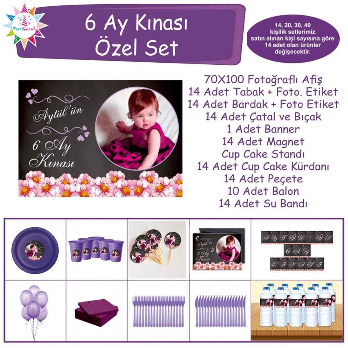 6 Ay Kınası Karatahta Özel Set 