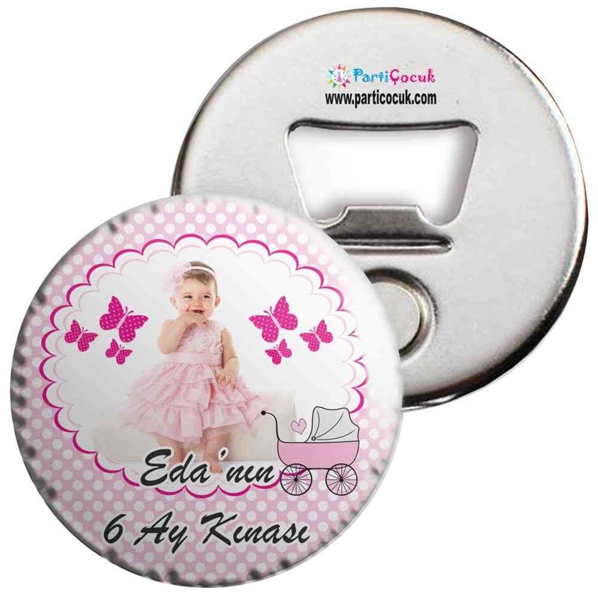 6 Ay Kınası Kelebek Parti Pembe Açacaklı Magnet 