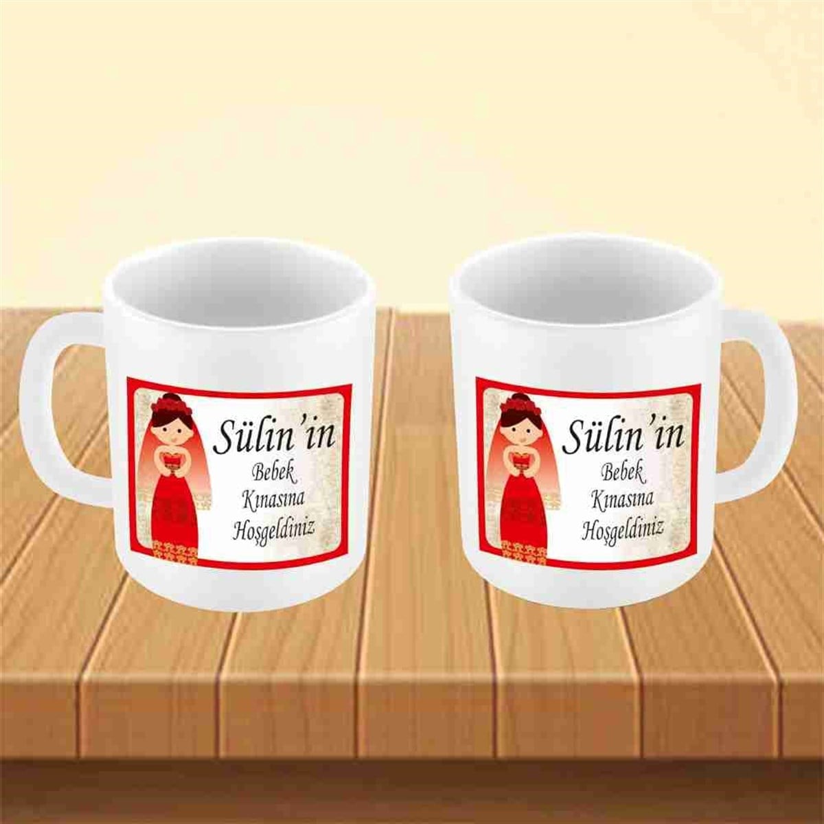 6 Ay Kınası Kına Karikatürlü Parti Kırmızı Kupa Mug Bardak 