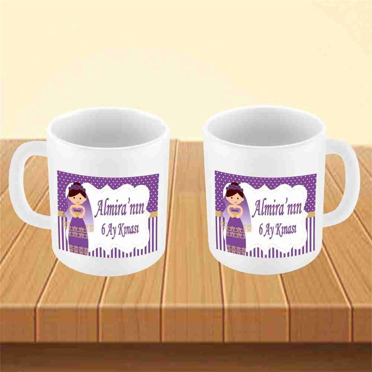 6 Ay Kınası Kına Karikatürlü Parti Mor Kupa Mug Bardak 