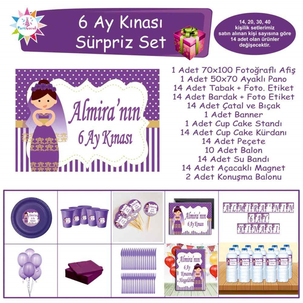 6 Ay Kınası Kına Karikatürlü Sürpriz Set 