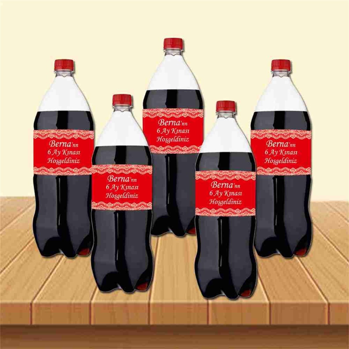 6 Ay Kınası Kırmızı Dantelli Parti Cola Bandı Sargısı 