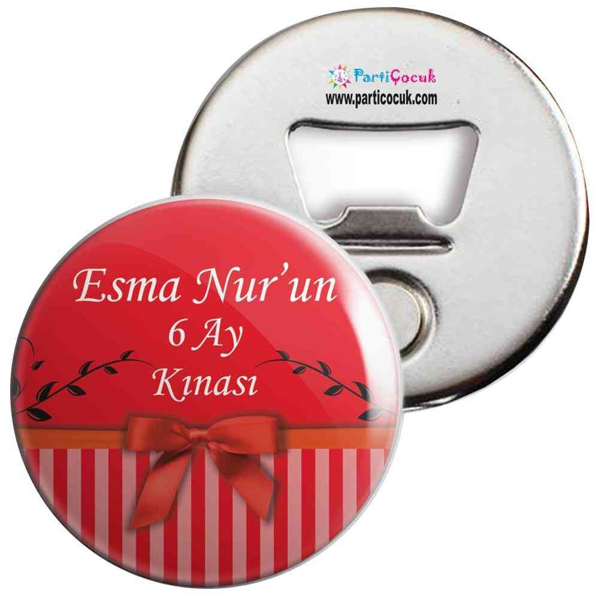 6 Ay Kınası Kırmızı Fiyonklu Konsept Açacaklı Magnet 