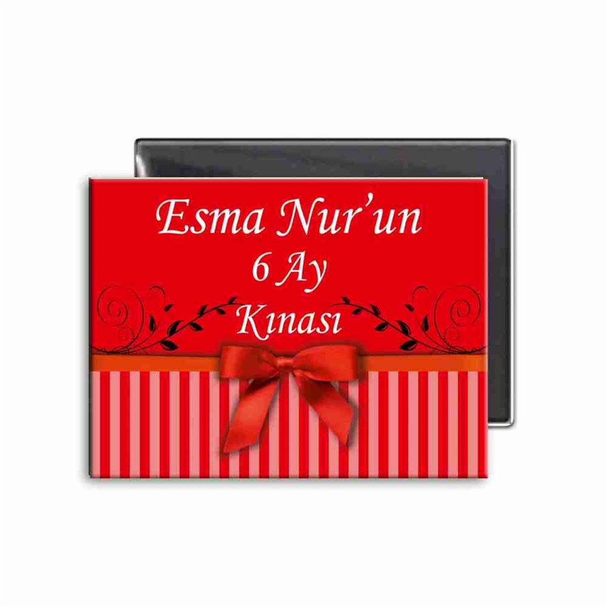 6 Ay Kınası Kırmızı Fiyonklu Konsept Buzdolabı Magneti 