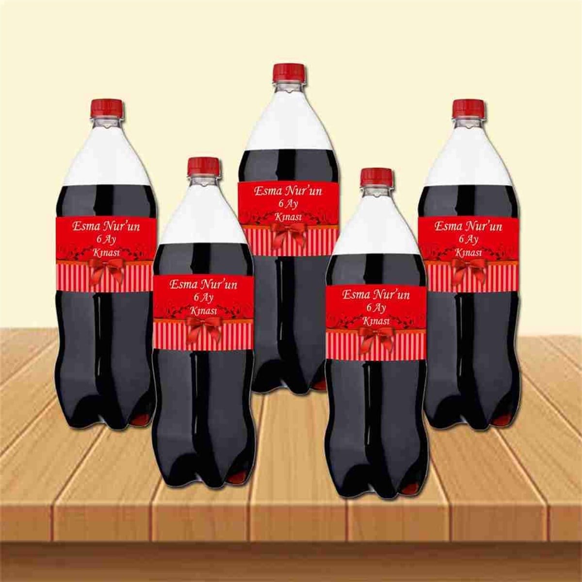 6 Ay Kınası Kırmızı Fiyonklu Konsept Cola Bandı Sargısı 