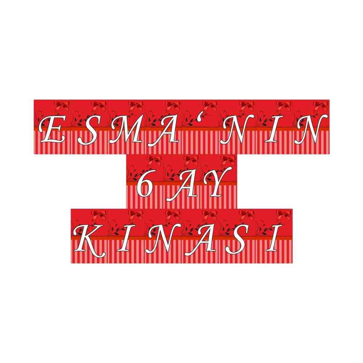6 Ay Kınası Kırmızı Fiyonklu Konsept Flama Harf Banner 