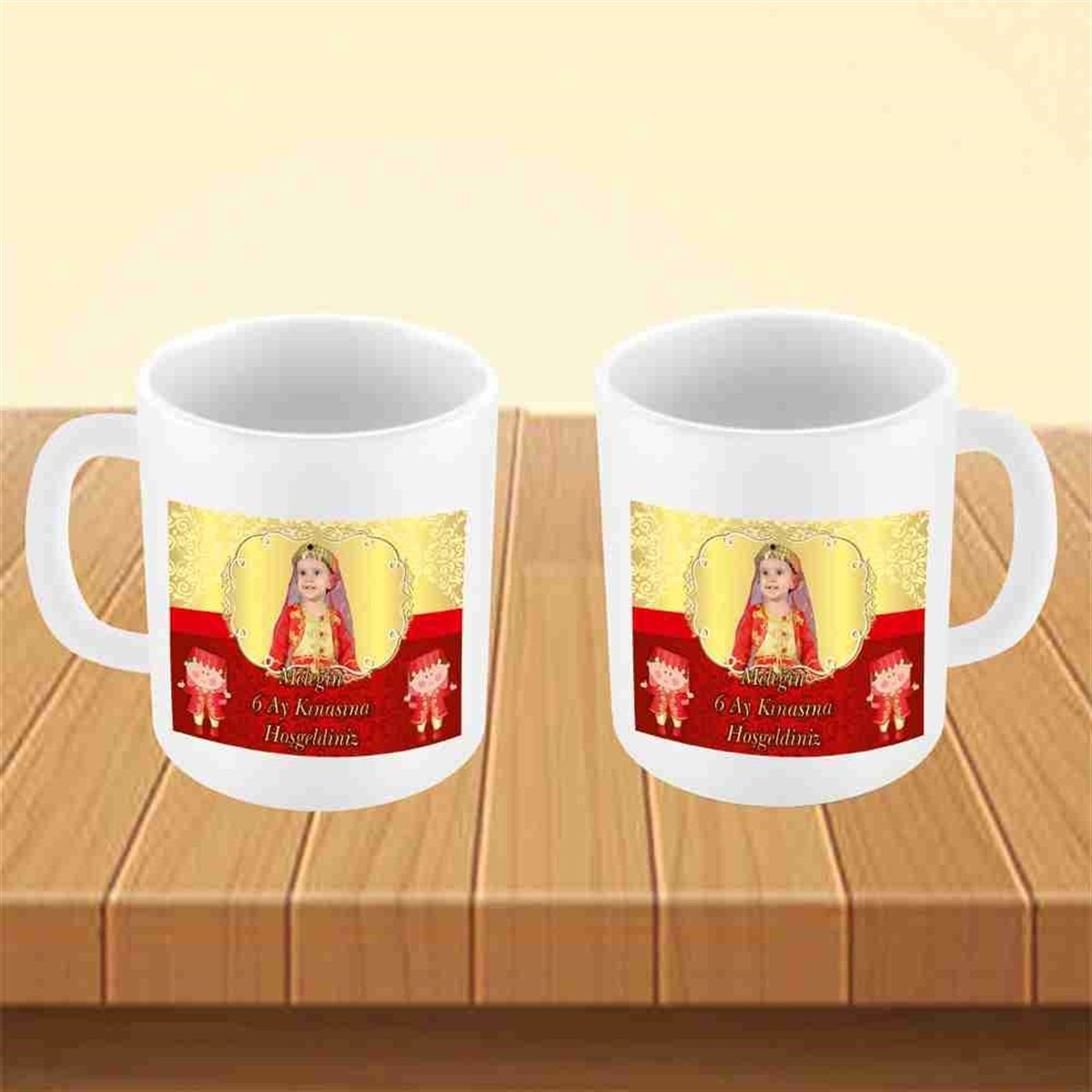 6 Ay Kınası Kırmızı Gold Konsept Kupa Mug Bardak 