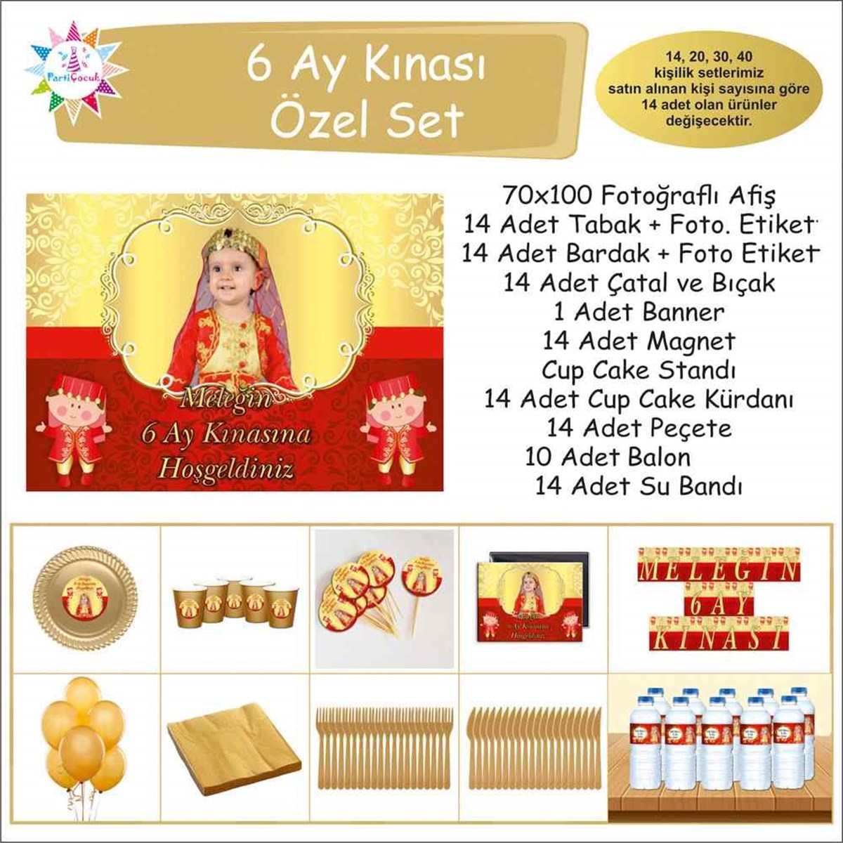 6 Ay Kınası Kırmızı Gold Konsept Özel Set 