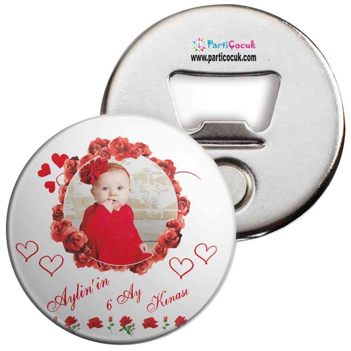 6 Ay Kınası kırmızı güllü Parti Açacaklı Magnet 