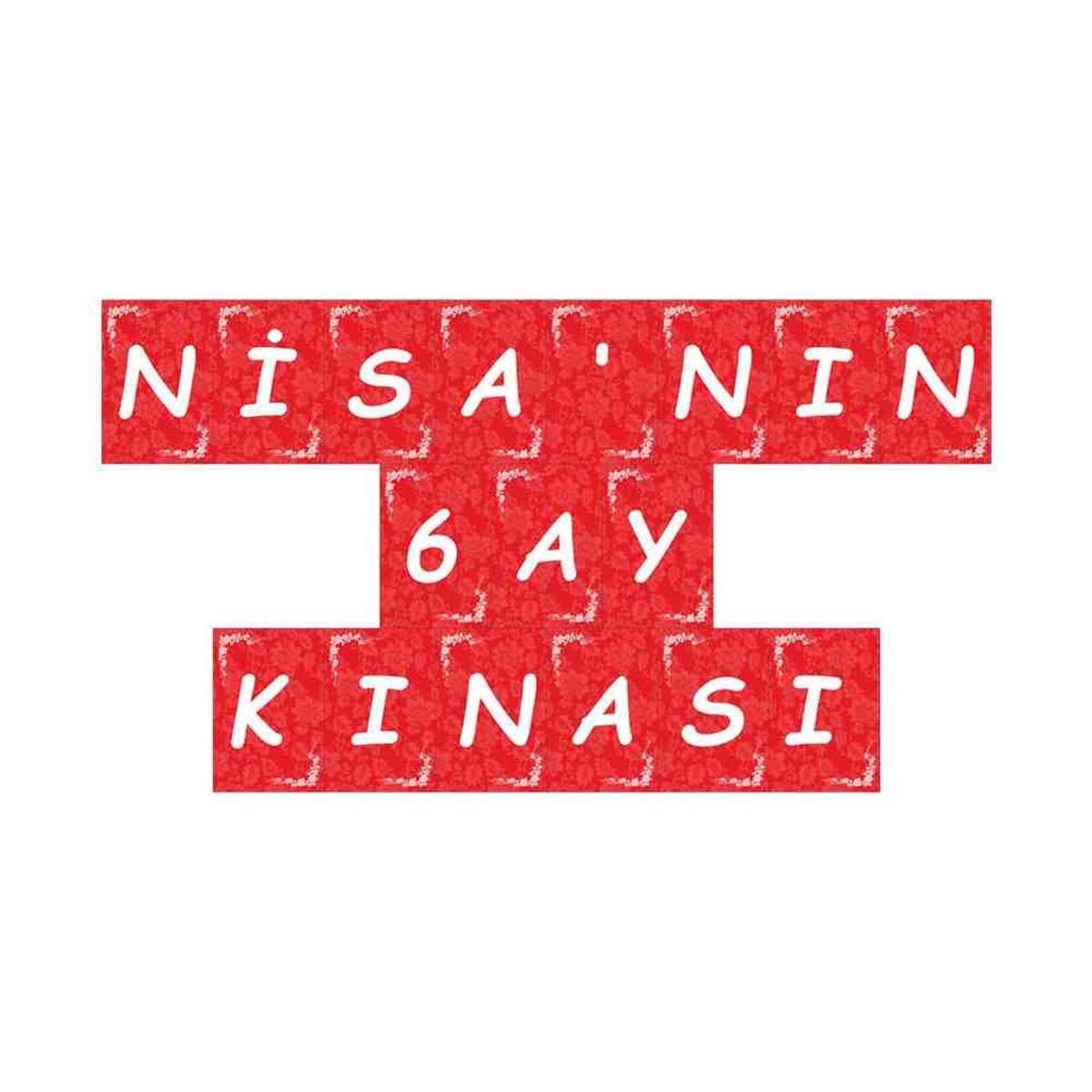 6 Ay Kınası Kırmızı Kuşaklı Parti Flama Harf Banner 