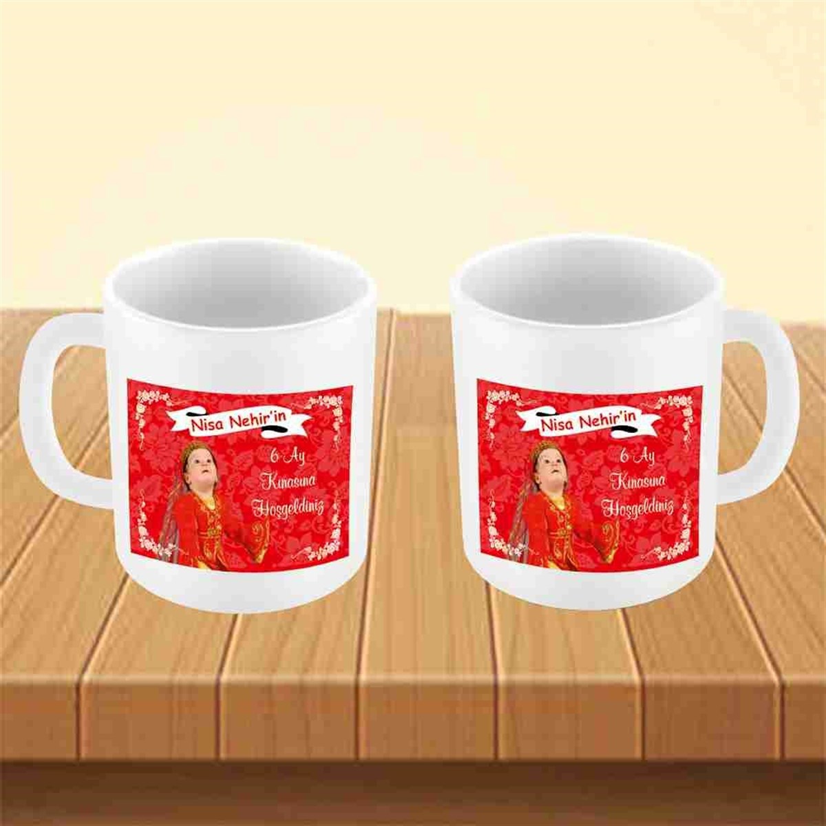 6 Ay Kınası Kırmızı Kuşaklı Parti Kupa Mug Bardak 