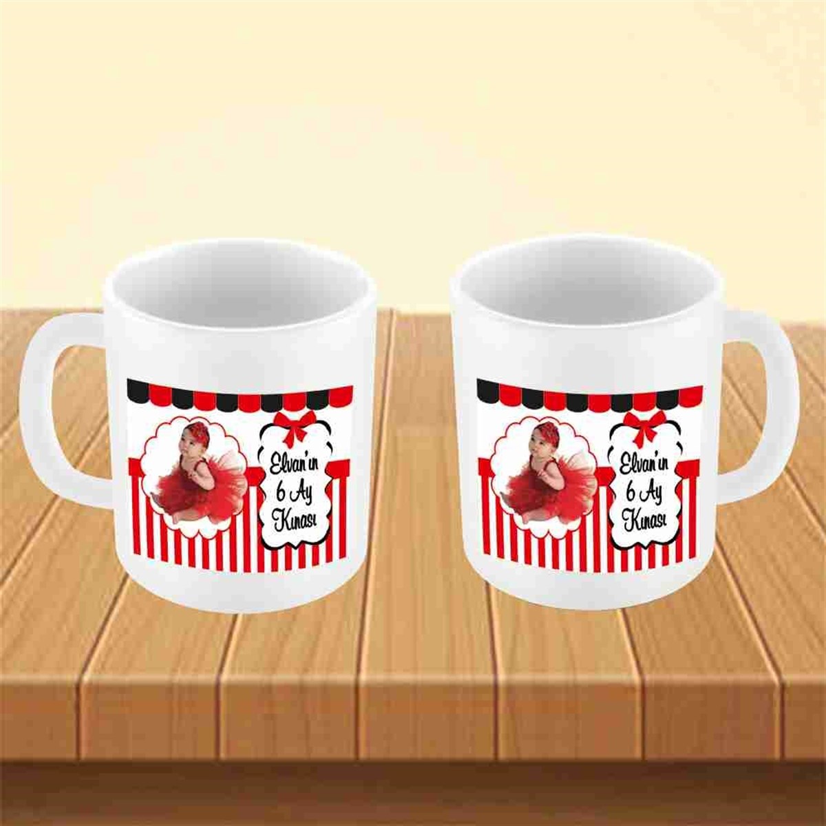 6 Ay Kınası kırmızı siyahlı Parti Kupa Mug Bardak 