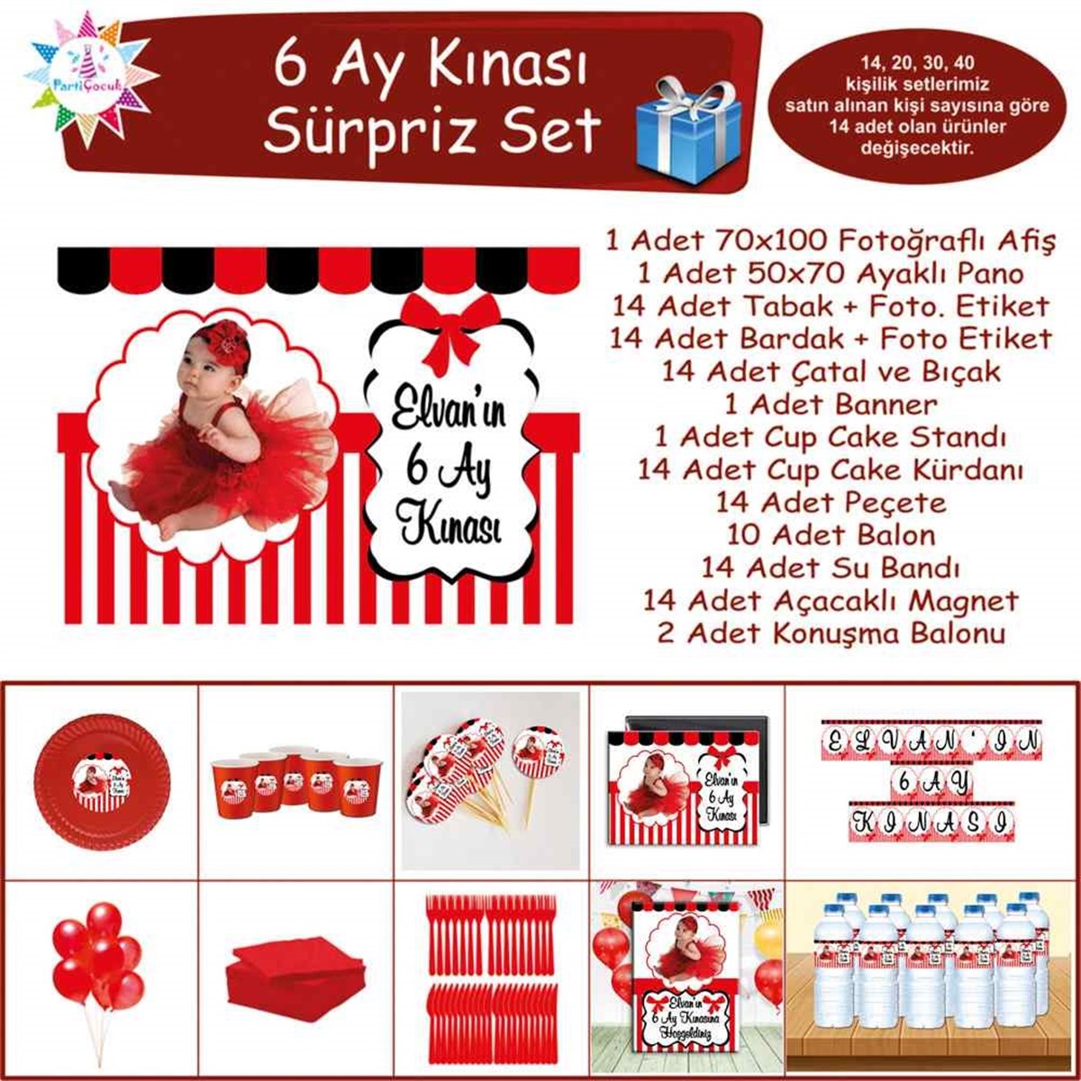 6 Ay Kınası Kırmızı Siyahlı Sürpriz Set 