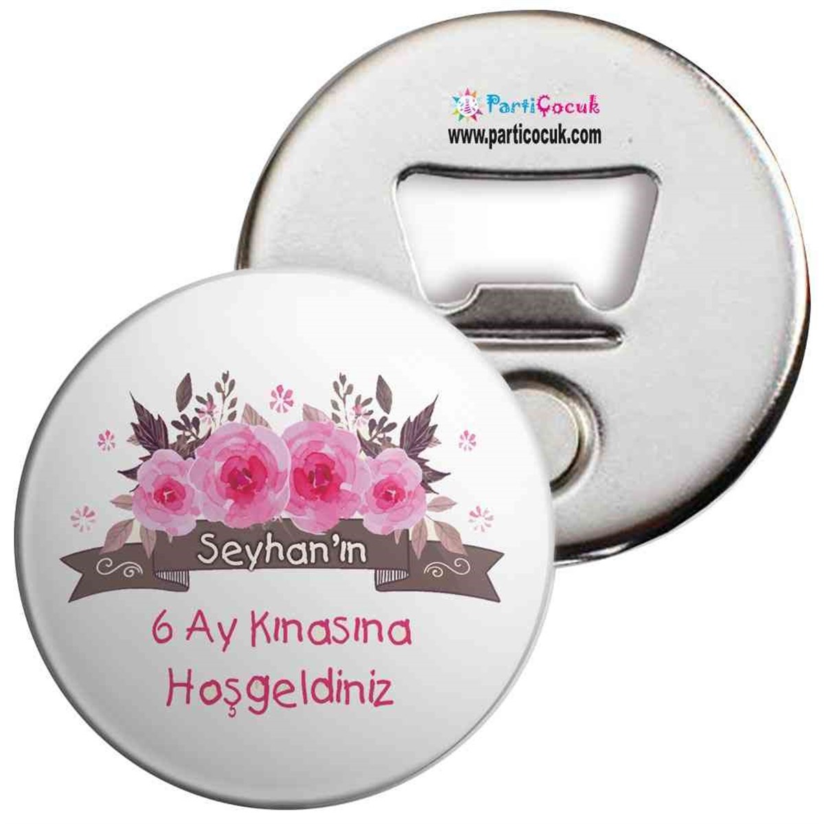 6 Ay Kınası Krem Pembe Gül Parti Açacaklı Magnet 