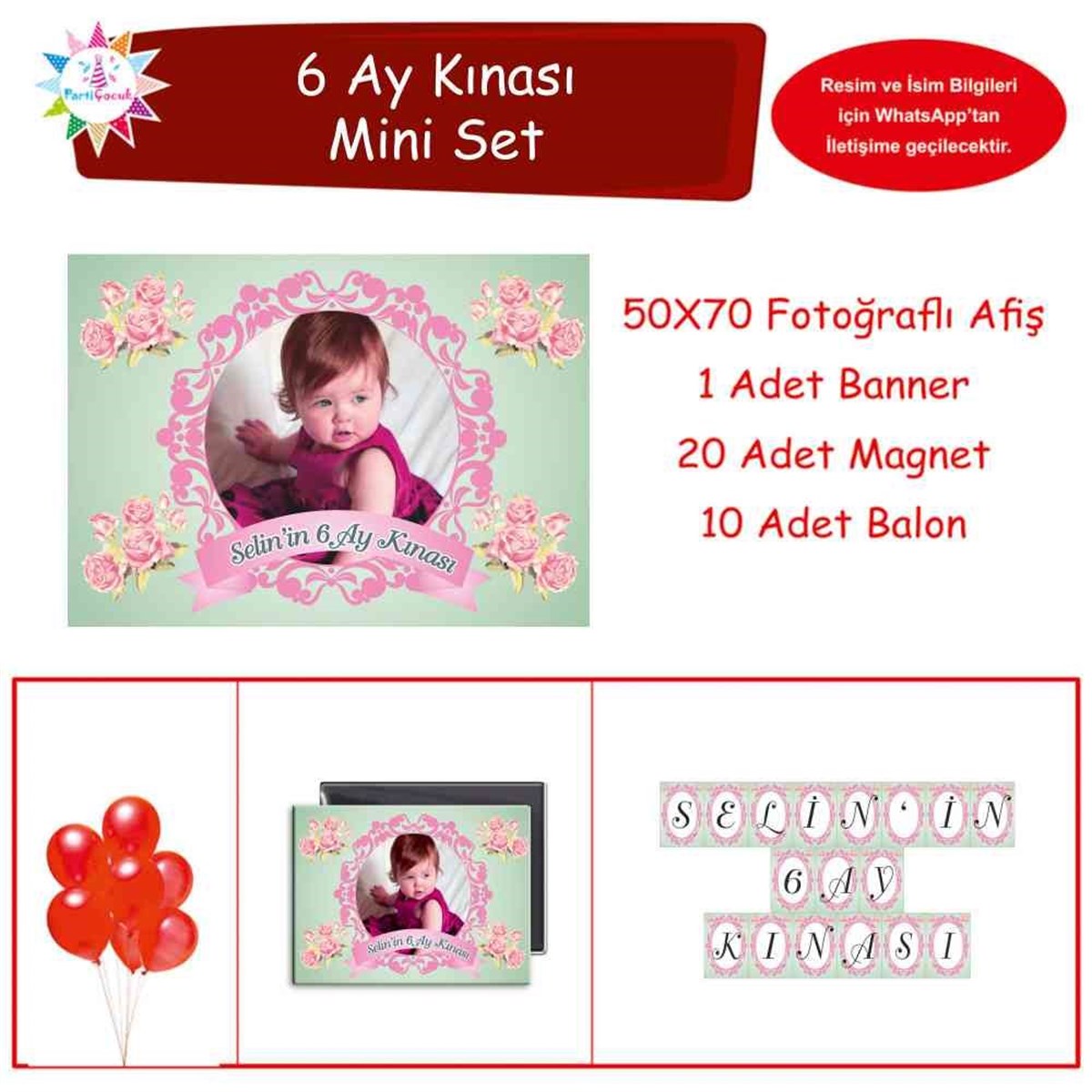 6 Ay Kınası Mint Yeşili Vintage Parti Mini Set 