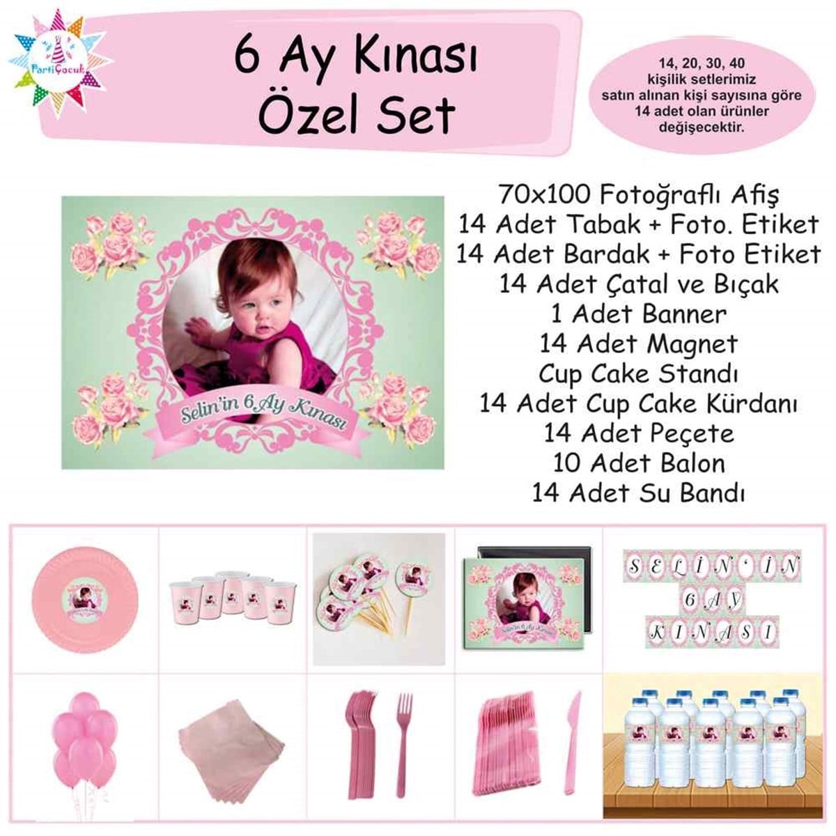 6 Ay Kınası Mint Yeşili Vintage Parti Özel Set 