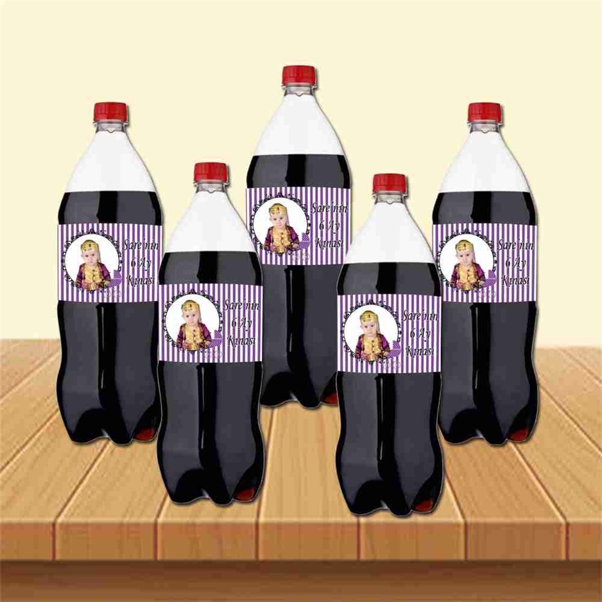 6 Ay Kınası Mor Bebek Arabalı Parti Cola Bandı Sargısı 