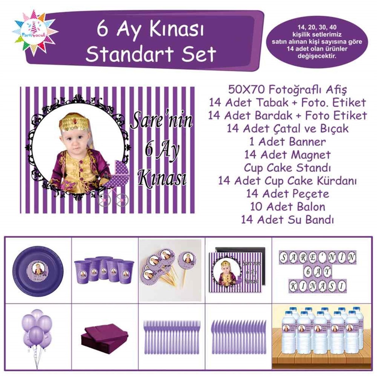 6 Ay Kınası Mor Bebek Arabalı Standart Set   