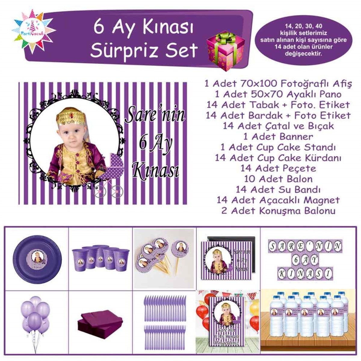 6 Ay Kınası Mor Bebek Arabalı Sürpriz Set 