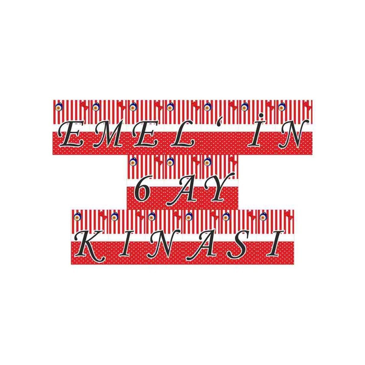 6 Ay Kınası Nazar Boncuğu Temalı Flama Harf Banner 