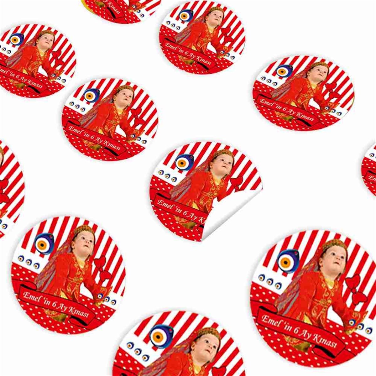 6 Ay Kınası Nazar Boncuğu Temalı Sticker 30 Adet 