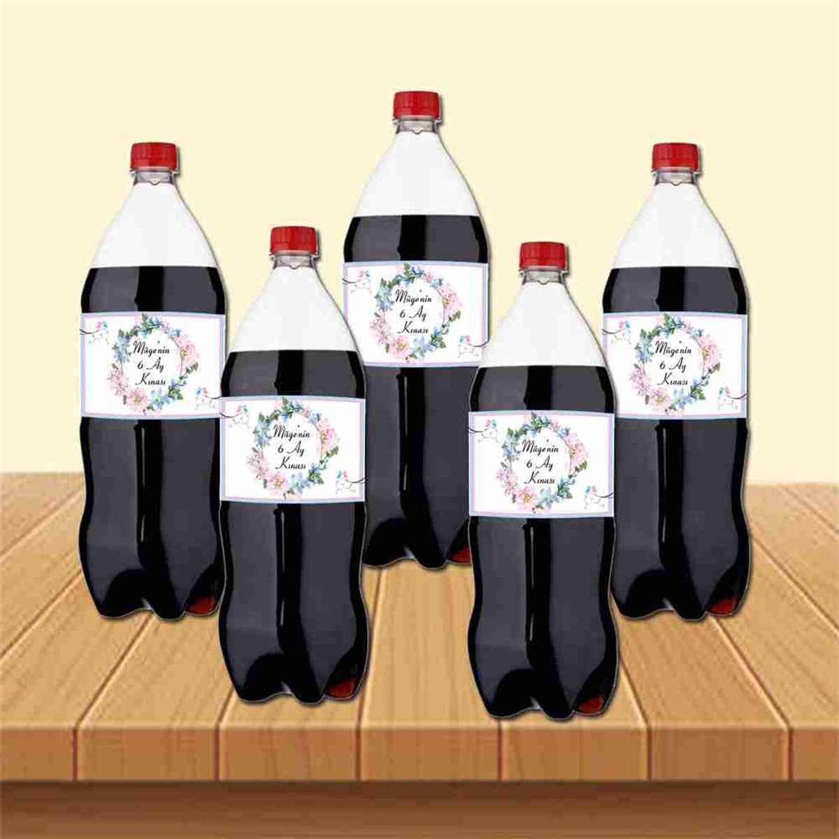 6 Ay Kınası Pembe Çicekli Kuşlu Tema Cola Bandı Sargısı 