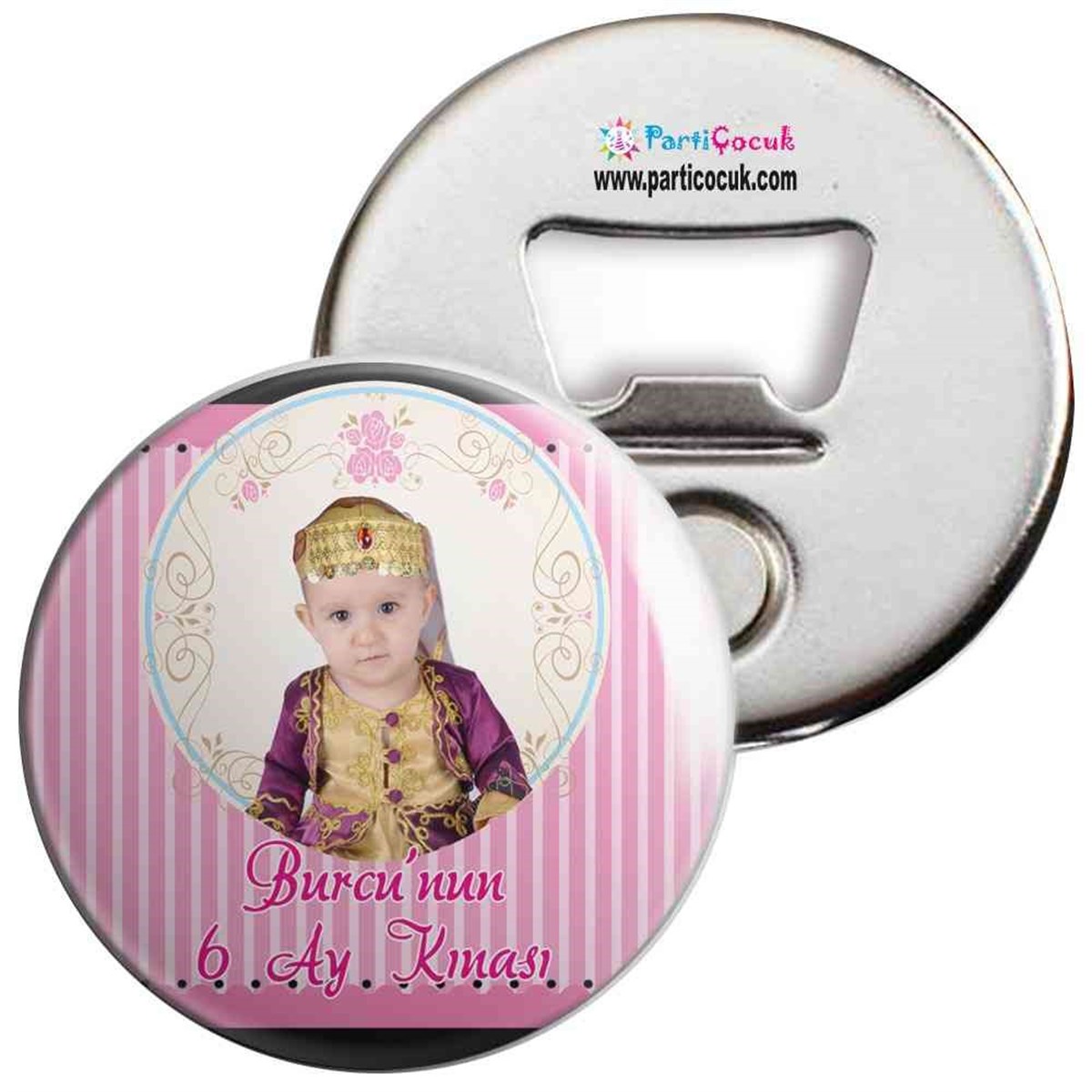 6 Ay Kınası Pembe Çizgili Parti Açacaklı Magnet 