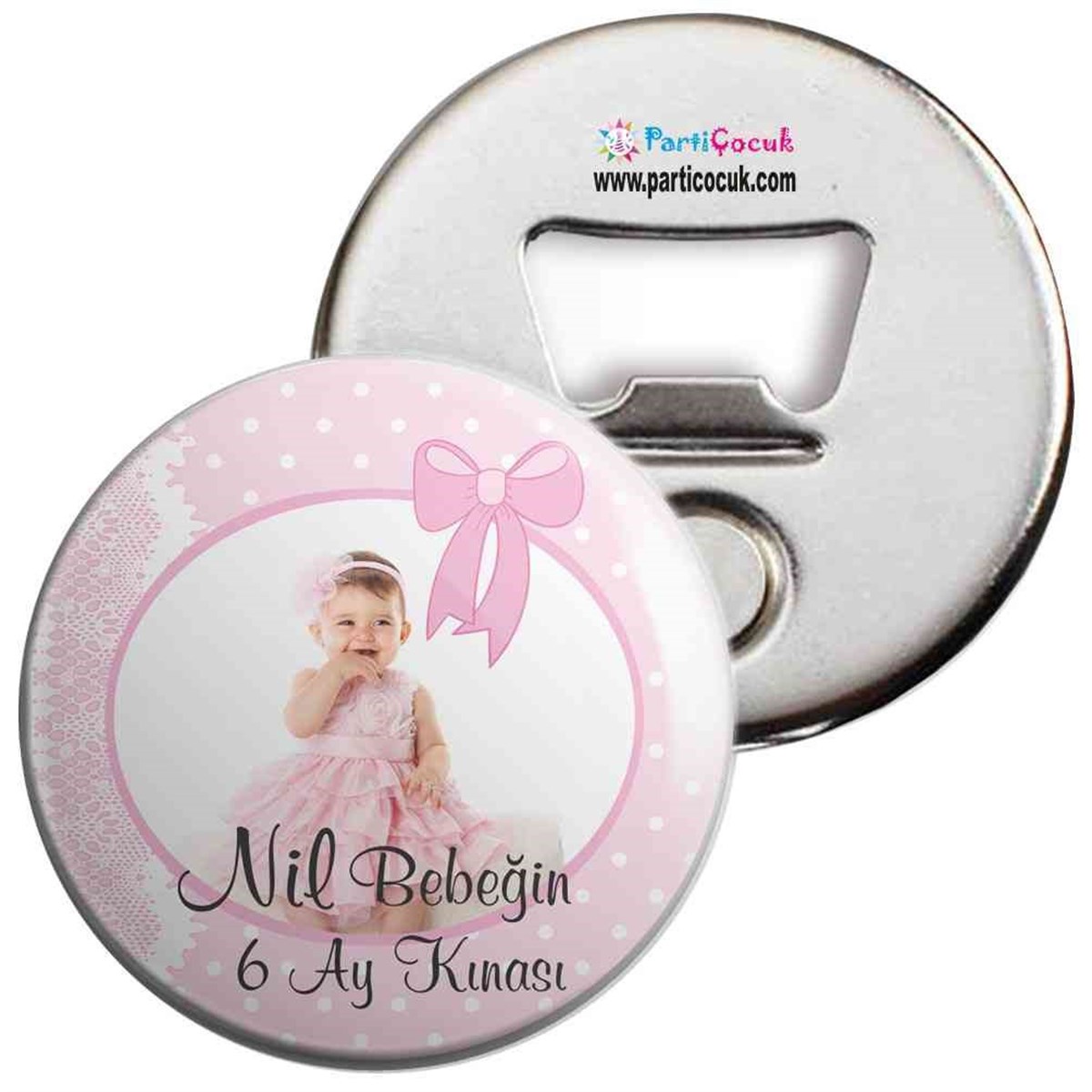 6 Ay Kınası pembe dantelli Parti Açacaklı Magnet 