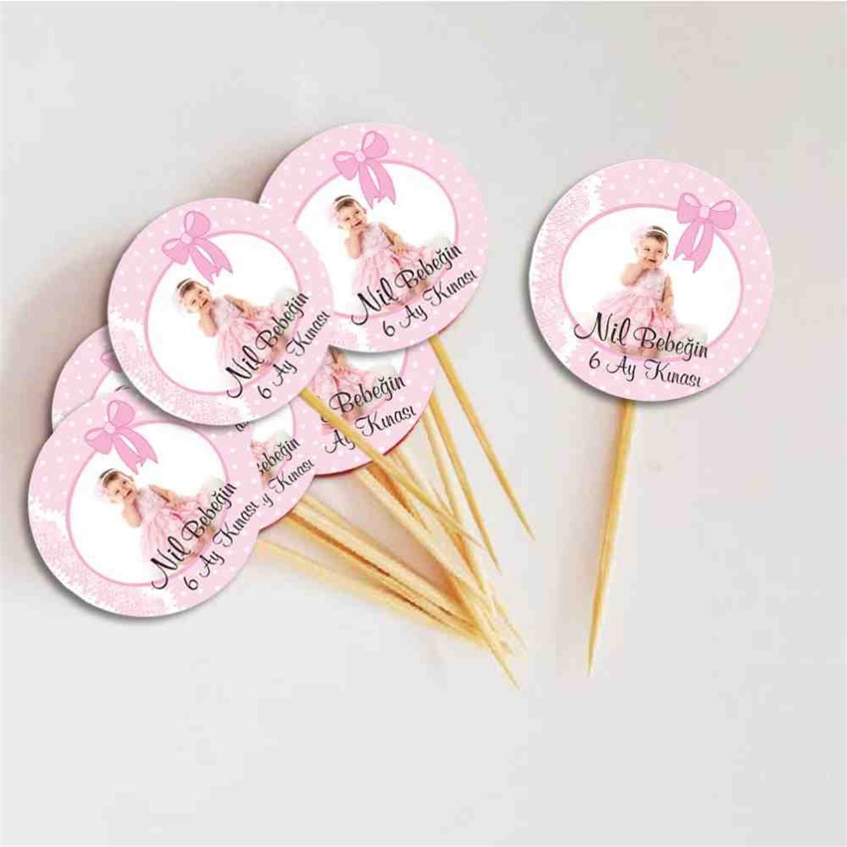 6 Ay Kınası pembe dantelli Parti Cupcake Kurdanı 