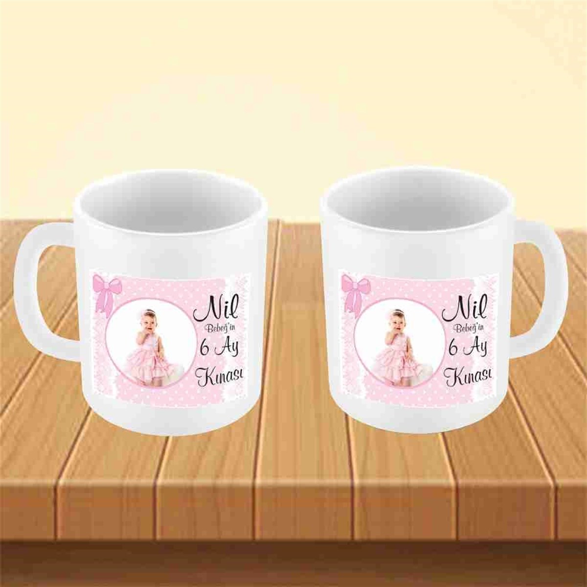 6 Ay Kınası pembe dantelli Parti Kupa Mug Bardak 