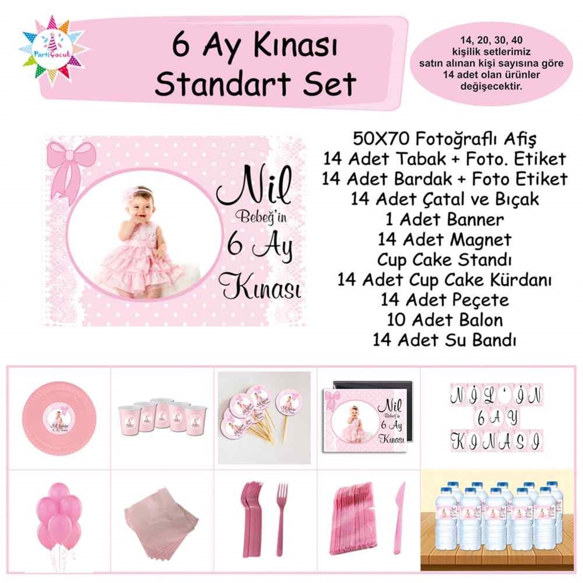 6 Ay Kınası Pembe Dantelli Standart Set  