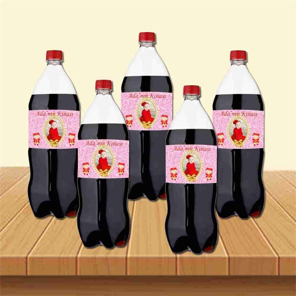 6 Ay Kınası Pembe Desenli Parti Süsü Cola Bandı Sargısı 