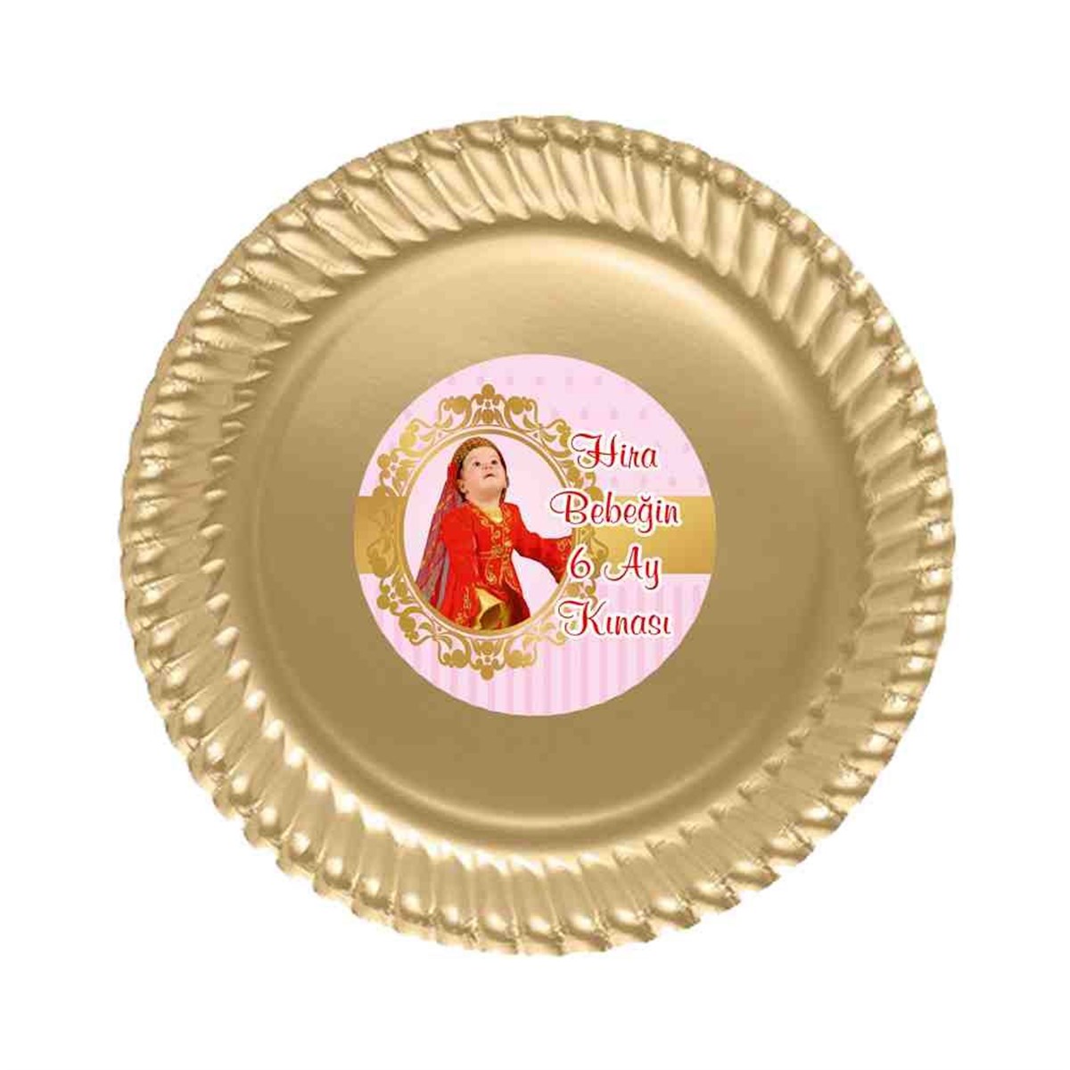 6 Ay Kınası Pembe gold konsept Etiketli Tabak 