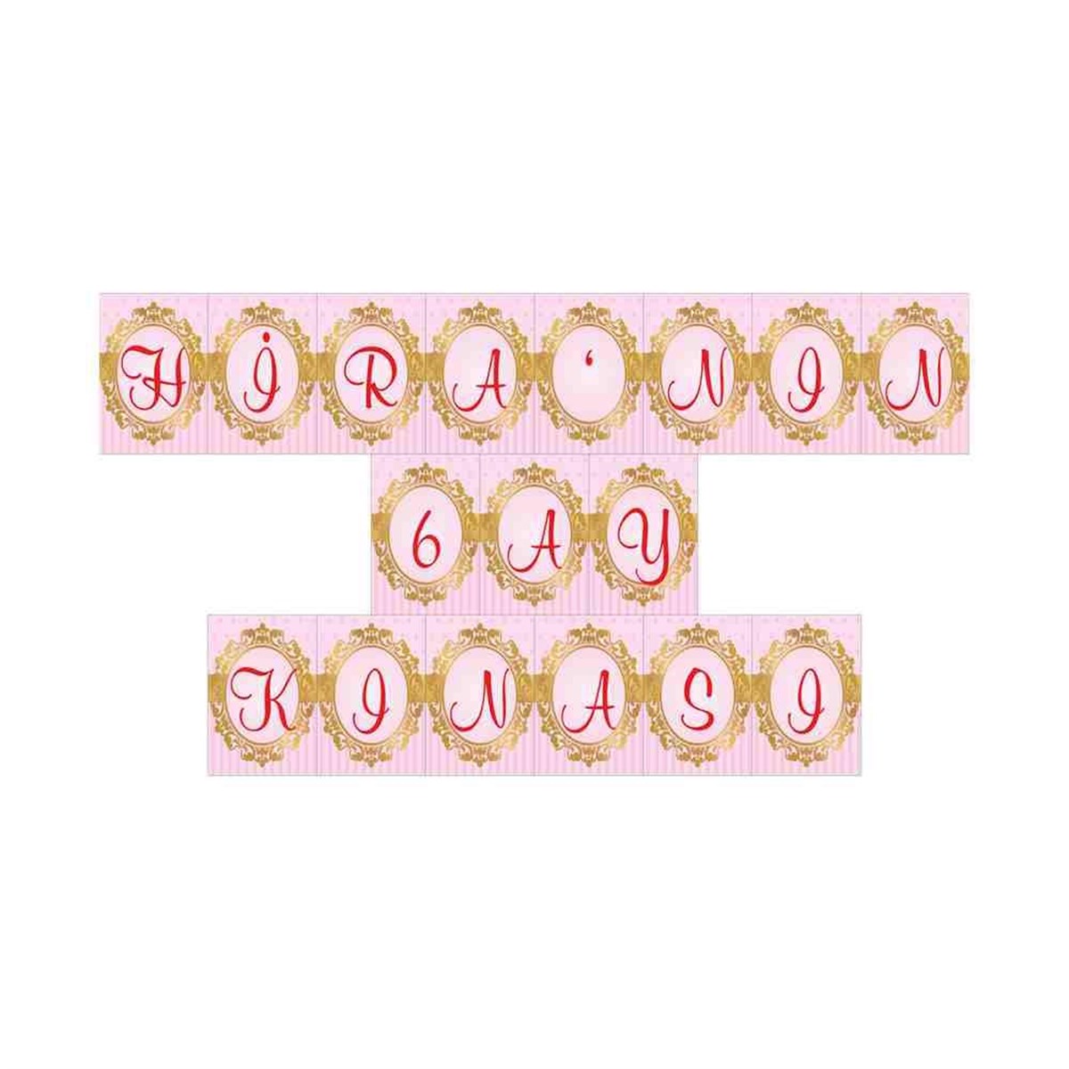 6 Ay Kınası Pembe gold konsept Flama Harf Banner 