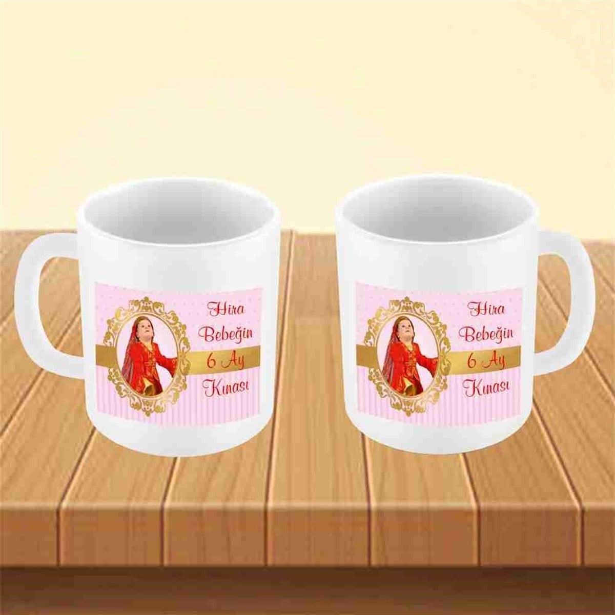 6 Ay Kınası Pembe gold konsept Kupa Mug Bardak 
