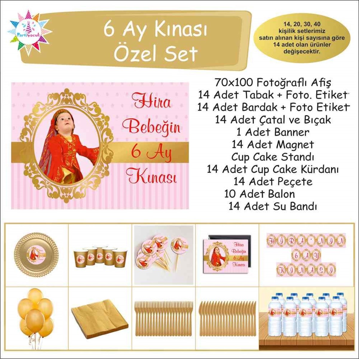 6 Ay Kınası Pembe Gold Konsept Özel Set      