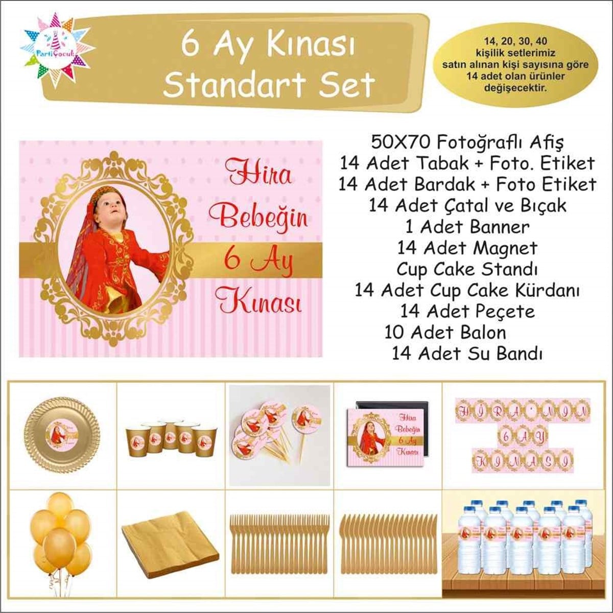 6 Ay Kınası Pembe Gold Konsept Standart Set 