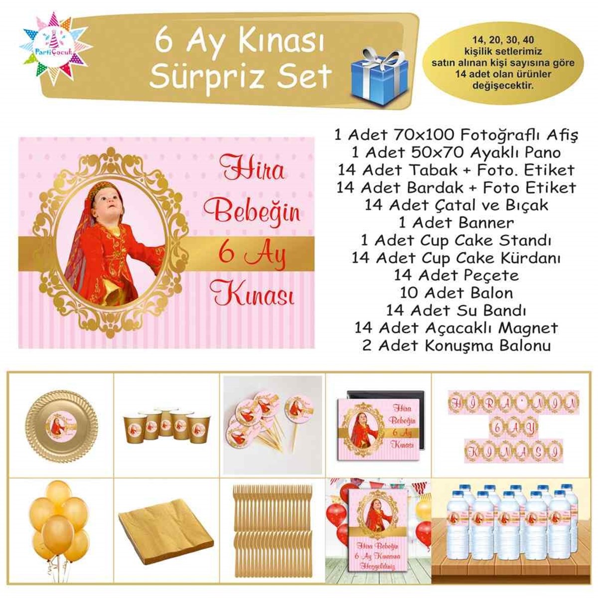 6 Ay Kınası Pembe Gold Konsept Sürpriz Set      
