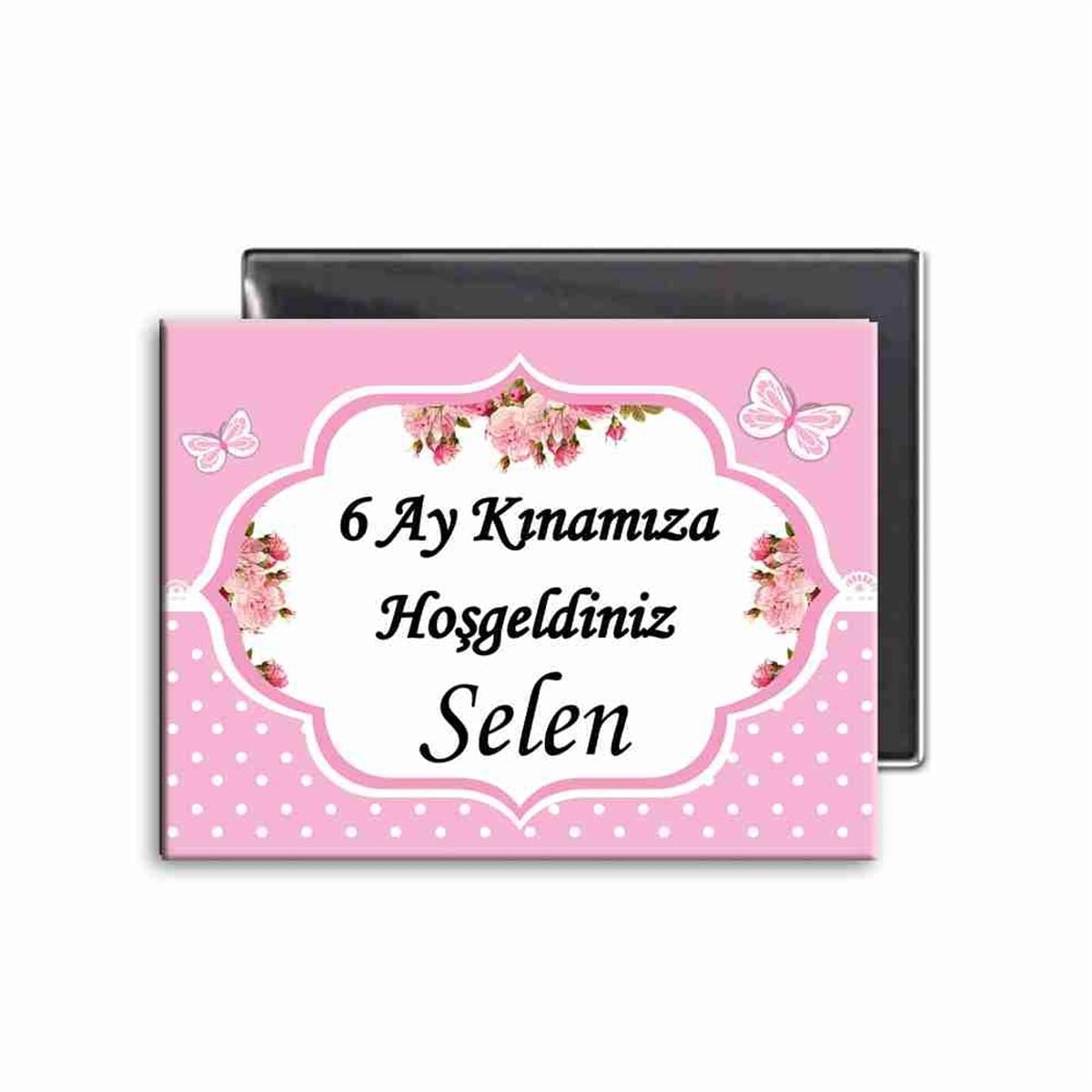 6 Ay Kınası pembe kelebekli Parti Malzemesi Buzdolabı Magneti 