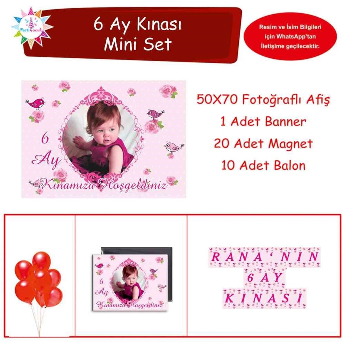 6 Ay Kınası Pembe Kuşlu Tema Mini Set 