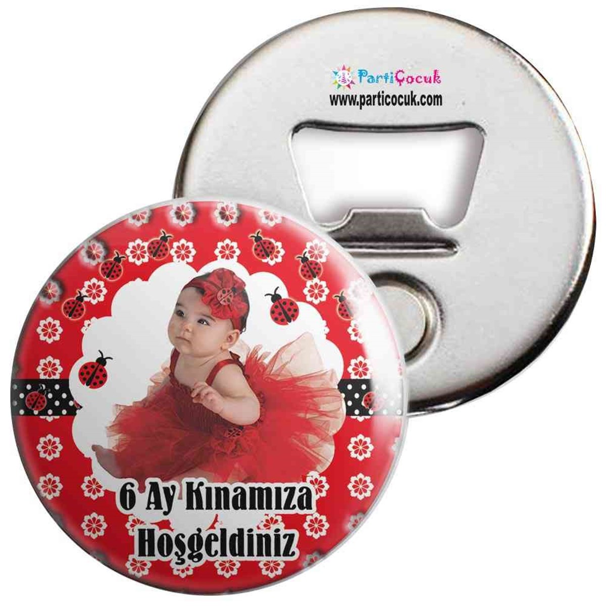 6 Ay Kınası Uğur Böceği Parti Süsü Açacaklı Magnet 