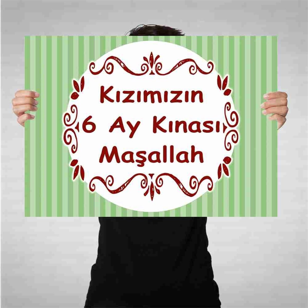 6 Ay Kınası Yeşil Çizgili Parti Afiş 