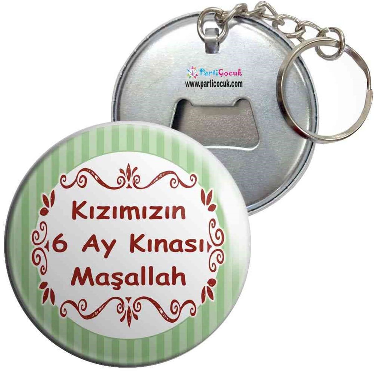 6 Ay Kınası Yeşil Çizgili Parti Anahtarlıklı Açacak 