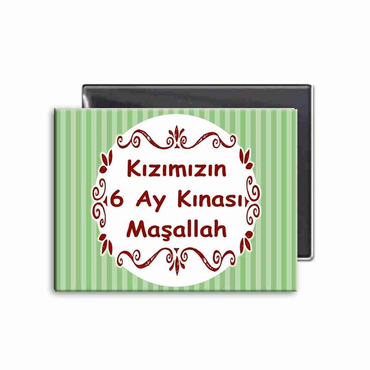 6 Ay Kınası Yeşil Çizgili Parti Buzdolabı Magneti 