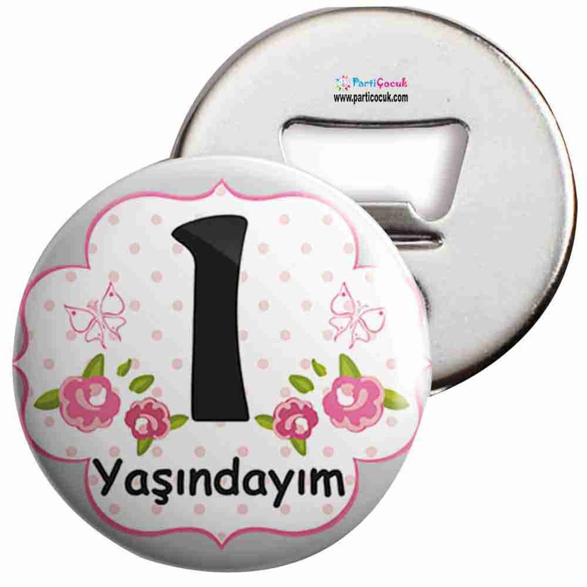 Açacaklı Buzdolabı Magneti 1 Yaş Çicekli Parti Çocuk   