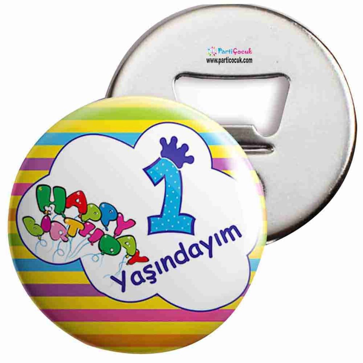Açacaklı Buzdolabı Magneti 1 Yaş Renkli Çizgiler Parti Çocuk   