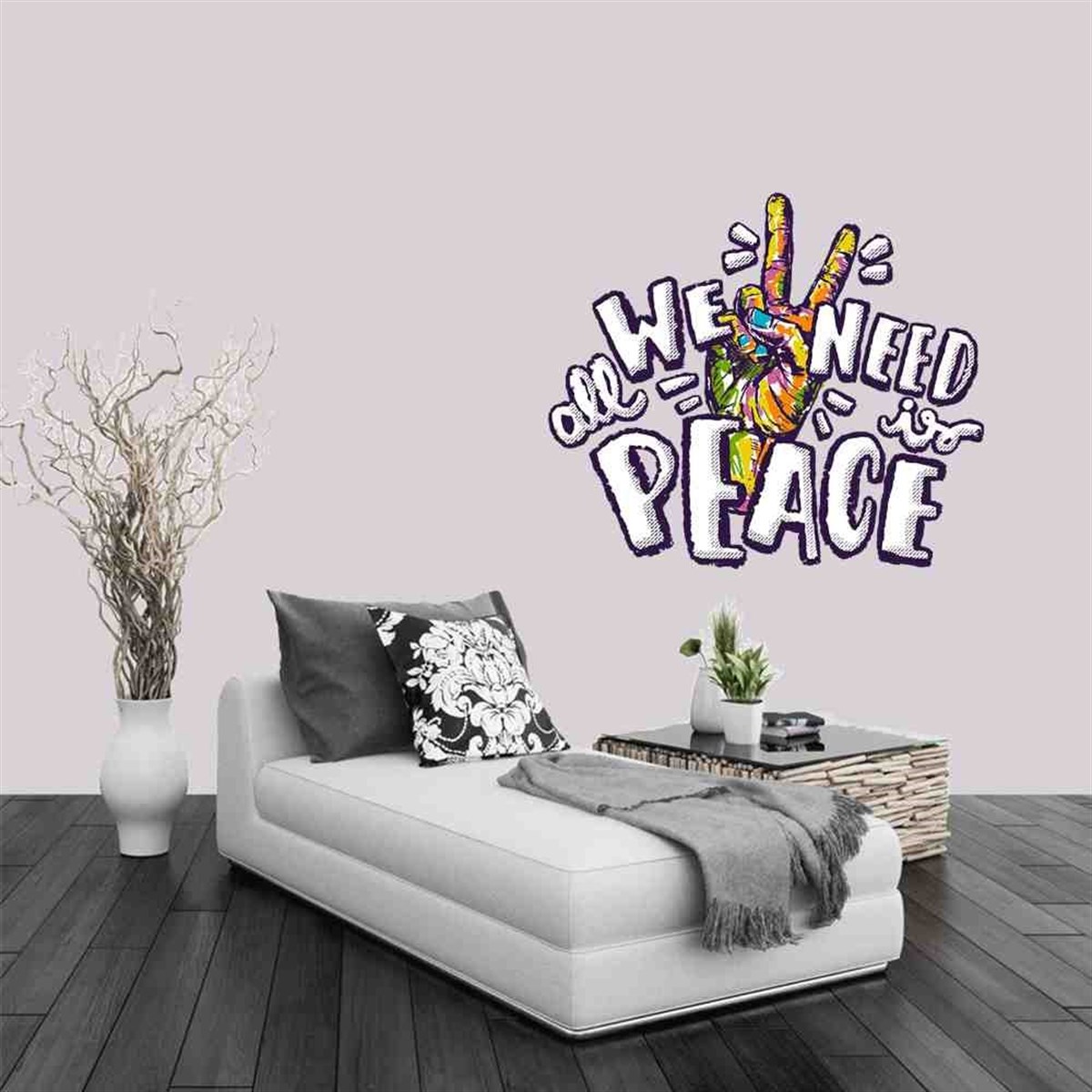 All We Need Peace Barış Duvar Etiketi 
