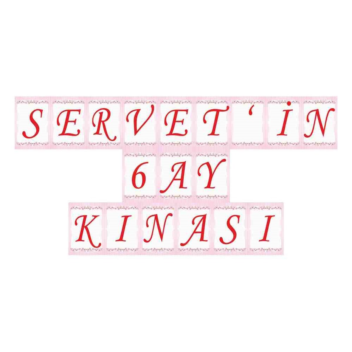Altı Ay Kınası Arka Fon Pembe Parti Flama Harf Banner 